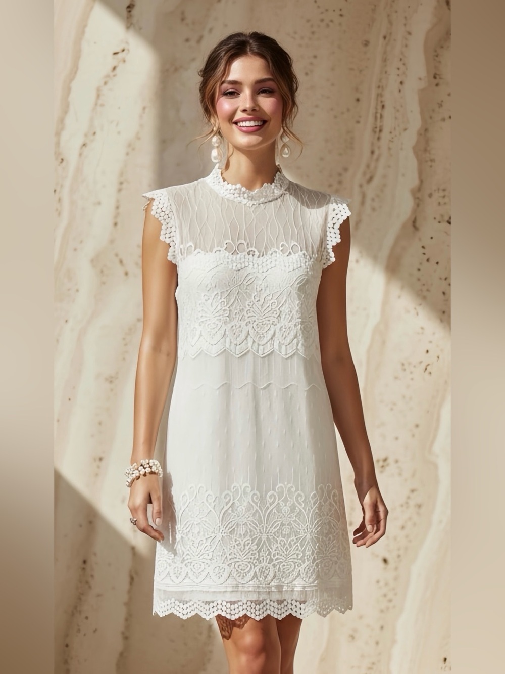 City Triangles White Lace Mini Dress